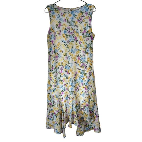 Calvin Klein Sleeveless Chiffon‎ A Line Floral Asymmetric Midi Dress 12 - Picture 4 of 8